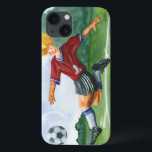 Fußball-Spieler, der einen Ball durch Jay iPhone 13 Hülle<br><div class="desc">Ein Fußbalball hängt in der Luft,  wartete den schändlichen Tritt,  den der Spieler bis liefern wickelt. Kann er ihn verbiegen mag Beckham? Ein reizendes Stück,  zum an Ihrer Wand zu hängen oder als Geschenk zu geben dem Fußballanhänger in Ihrem Leben!</div>