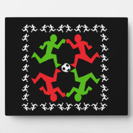 Fußball-Spieler, die auf das Ball-Muster laufen Fotoplatte