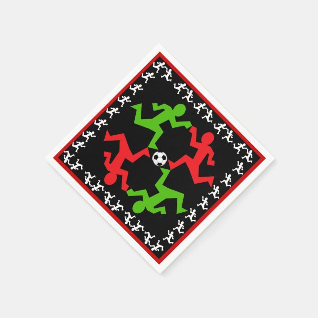 Fußball-Spieler, die auf das Ball-Muster laufen Serviette (Ecke)