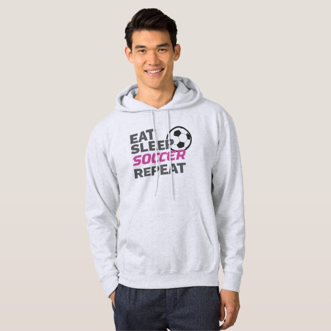 Fußball-Spieler Eat Sleep Soccer Wiederholung Fußb Hoodie (Vorne ganz)