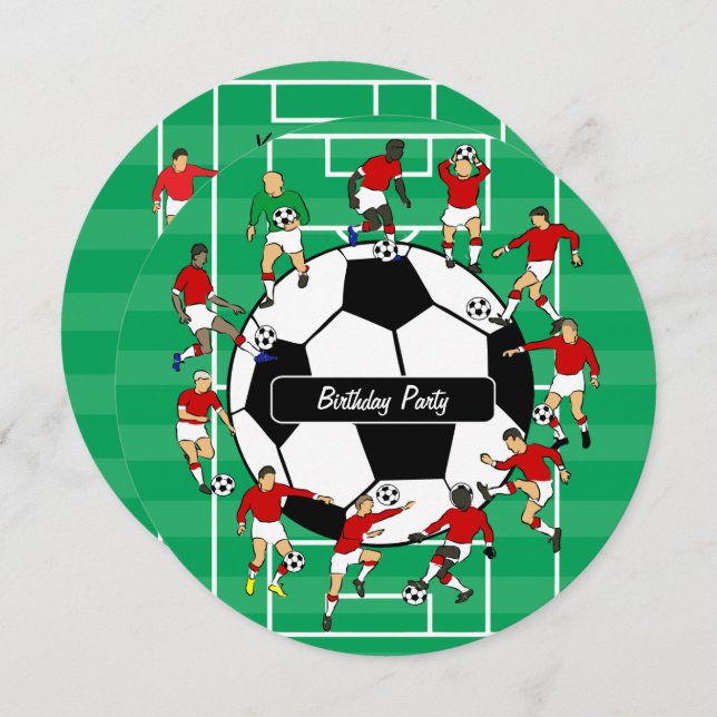 Fußball-Spieler Einladungen zum Geburtstag (Vorne/Hinten)