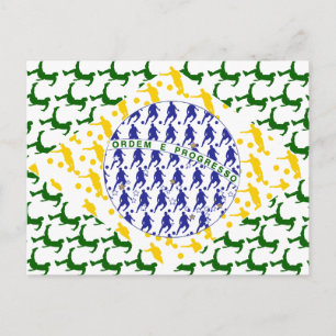 Fußball-Spieler Futebol Teamflagge Brasilien Kunst Postkarte