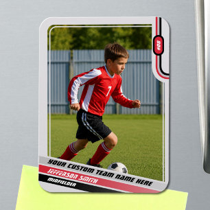 Fußball-Spieler-Handelskarte Light Gray Red Magnet