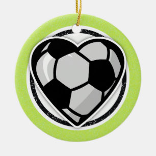 Fußball-Spieler im Herzen der Weihnachtsschmuck