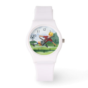 Fußball-Spieler spielen einen Ball von Jay Throckm Armbanduhr