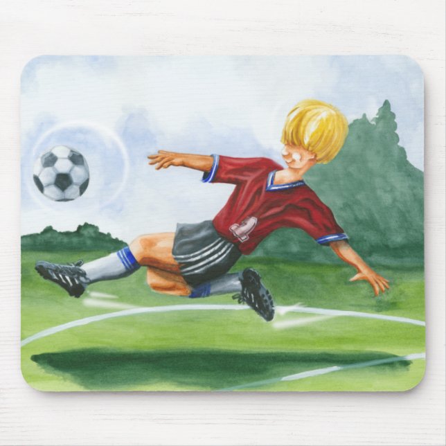 Fußball-Spieler spielen einen Ball von Jay Throckm Mousepad (Vorne)