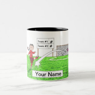 Fußball-Spieler, Weibliche - Personalisierte Carto Zweifarbige Tasse