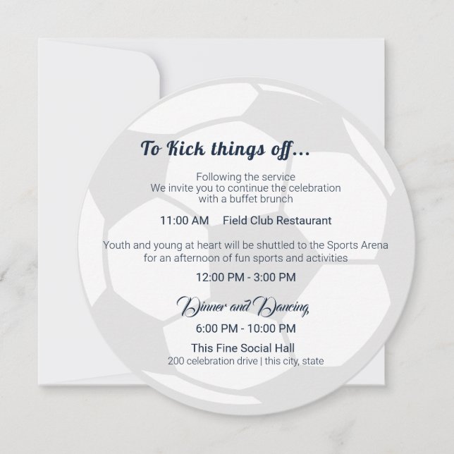 Fußball Sport Bar Mitzvah Details und Informatione Einladung (Vorderseite)