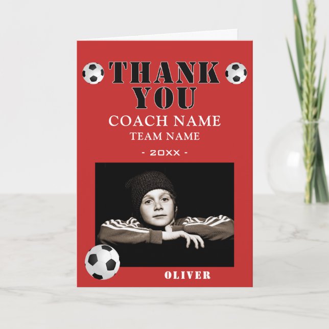 Fußball Sport Foto Trainer  Dankeskarte (Vorderseite)