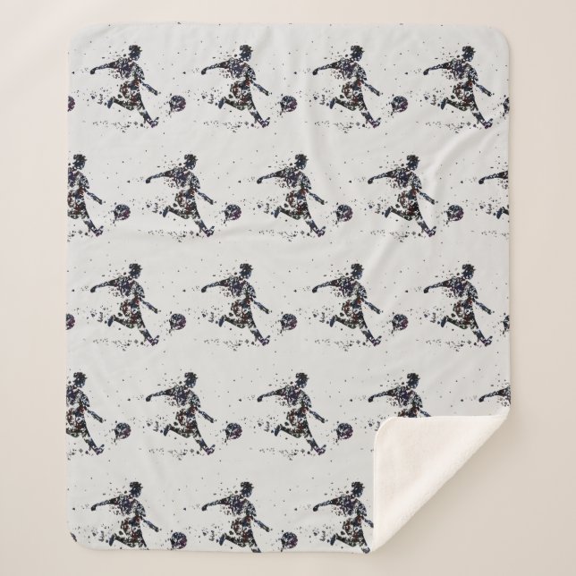 Fußball Sport Grafik Schwarz Grau Sherpadecke (Vorderseite)