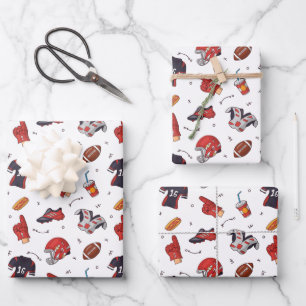 Fußball Sport Symbole Muster Athleten Geschenkpapier Set