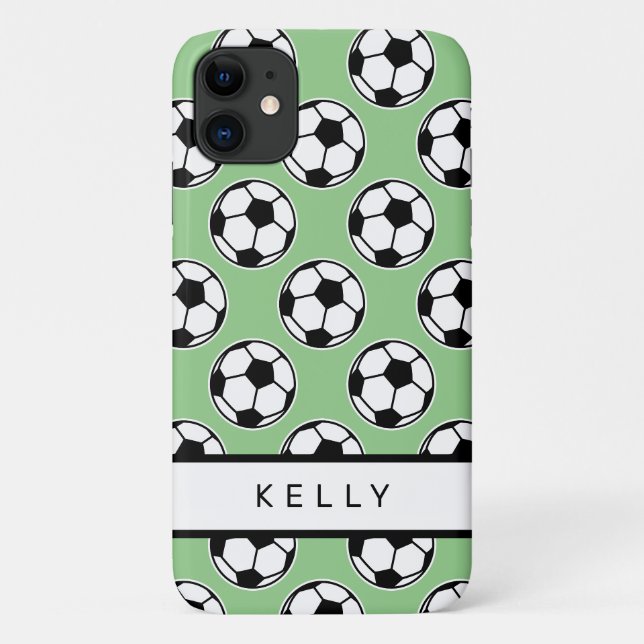 Fußball-Sportmuster personalisierter Name Case-Mate iPhone Hülle (Rückseite)