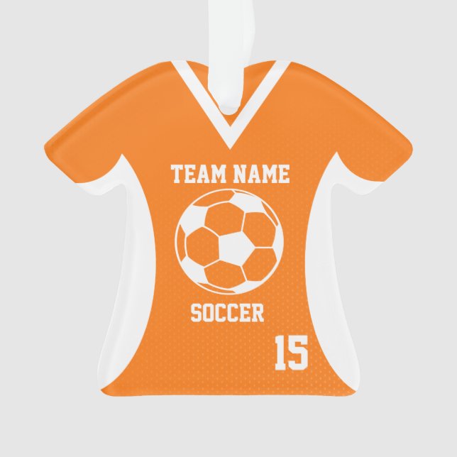 Fußball Sports Jersey Orange mit Foto Ornament (Vorderseite)