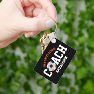 Fußball-Sporttrainer - Orange und Blau Schlüsselanhänger