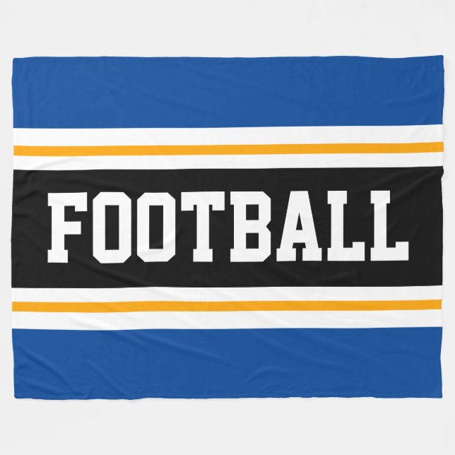FUSSBALL Sporty Deep Blue Black Yellow Stripes Fleecedecke (Vorderseite (Horizontal))
