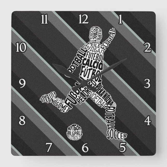 Fußball-Sprachuhr Quadratische Wanduhr (Vorderseite)