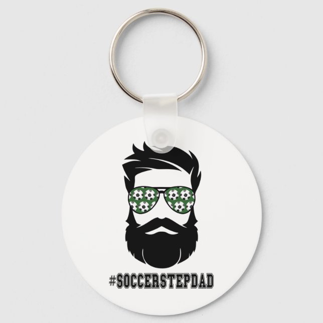Fußball Stepdad mit Bart Step Vater Step Schlüsselanhänger (Vorderseite)