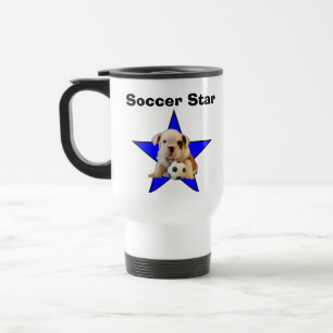 Fußball-Stern-englische Bulldoggen-Welpen-Tasse Reisebecher
