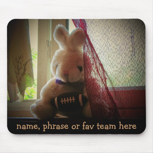 Fußball Stofftier-Hase mit Ihrem Text Mousepad (Vorne)
