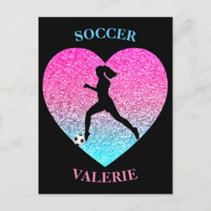 Fußball-Strass-Herz-Postkarte Postkarte