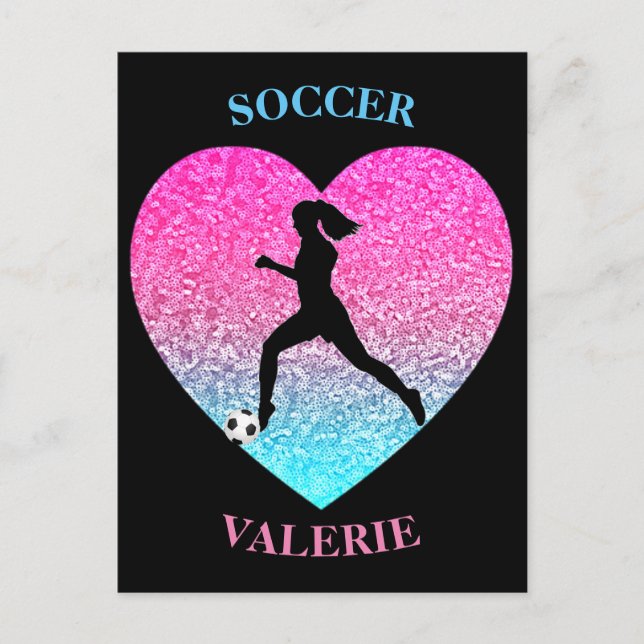 Fußball-Strass-Herz-Postkarte Postkarte (Vorderseite)