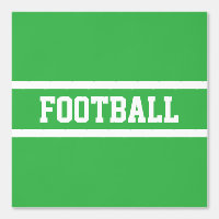 FUSSBALL-Streifen mit weißem Text auf hellgrünen S