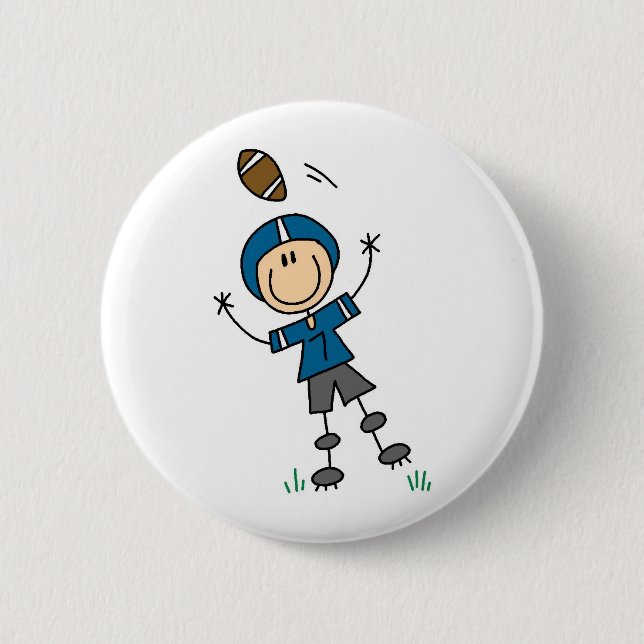 Fußball-Strichmännchen Blau Button (Vorderseite)