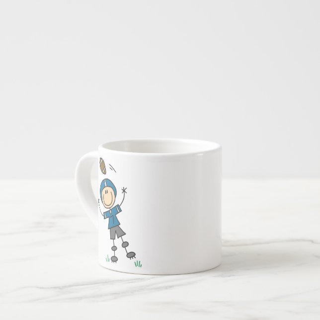 Fußball-Strichmännchen Blau Espressotasse (Vorderseite Links)