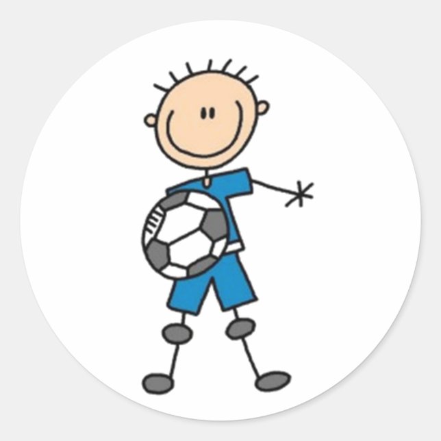 Fußball-Strichmännchen Runder Aufkleber (Vorderseite)