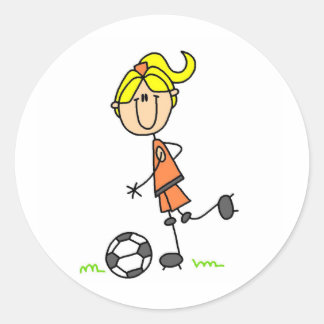 Fußball-Strichmännchen Runder Aufkleber