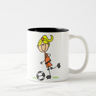 Fußball-Strichmännchen-Tasse Zweifarbige Tasse