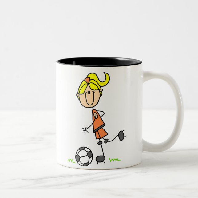 Fußball-Strichmännchen-Tasse Zweifarbige Tasse (Rechts)