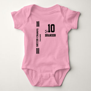 Fußball-T-shir-Schwarz-Baby-personalisiert-Spieler Baby Strampler