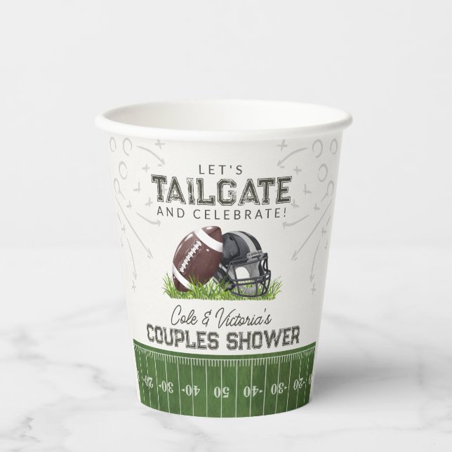 Fußball Tailgate & Celebrate Paare Dusche Pappbecher (Vorderseite)