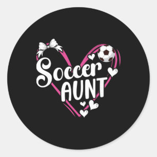 Fußball-Tante Herz-Tante eines Fußballspielers Tan Runder Aufkleber