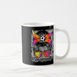 Fußball-Tante Leben Unordentliche Frisur Stolz Fuß Kaffeetasse
