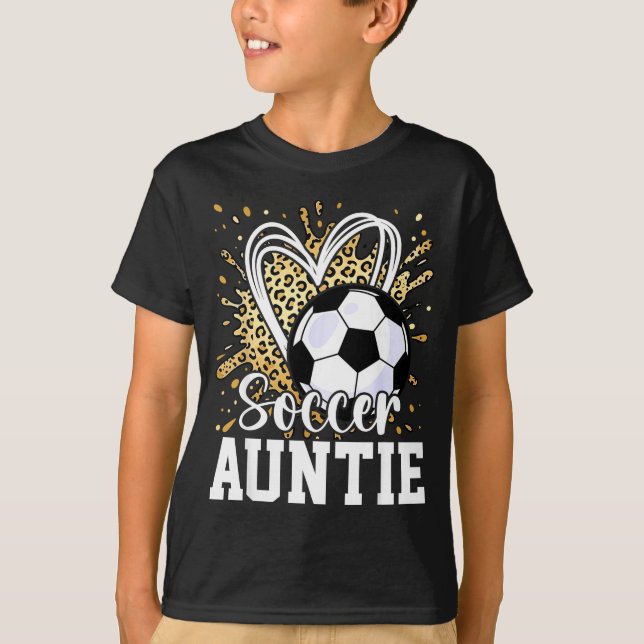 Fußball Tante Leopard Herz  T-Shirt (Vorderseite)