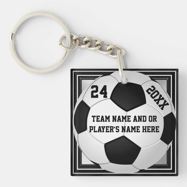 Fußball-Team-Geschenke PERSONALISIERT mit 3 Schlüsselanhänger (Vorderseite)
