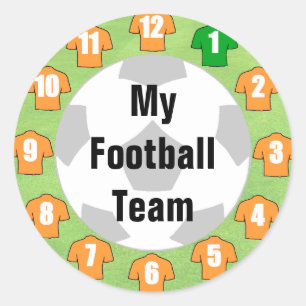 Fußball-Team Sticker mit Orange Gold Shirts