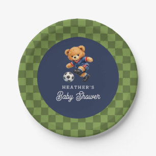 Fußball-Teddy-Beary-Schachbrett-Retro-Baby-Party Pappteller
