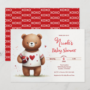 Fußball-Teddybär-Valentins-Baby-Party Einladung