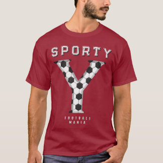 Fußball Textur Initial Sportliche Typografie  T-Shirt