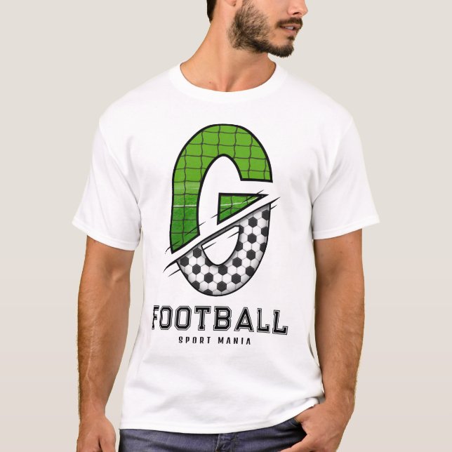 Fußball Textur Initial Sportliche Typografie  T-Shirt (Vorderseite)