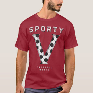 Fußball Textur Initial Sportliche Typografie T-Shirt