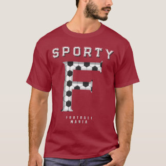 Fußball Textur Initial Sportliche Typografie  T-Shirt