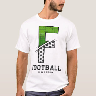 Fußball Textur Initial Sportliche Typografie T-Shirt