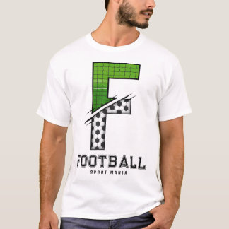 Fußball Textur Initial Sportliche Typografie  T-Shirt