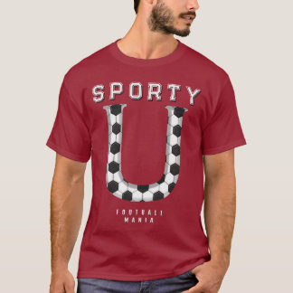 Fußball Textur Initial Sportliche Typografie T-Shirt