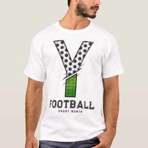 Fußball Textur Initial Sportliche Typografie  T-Shirt