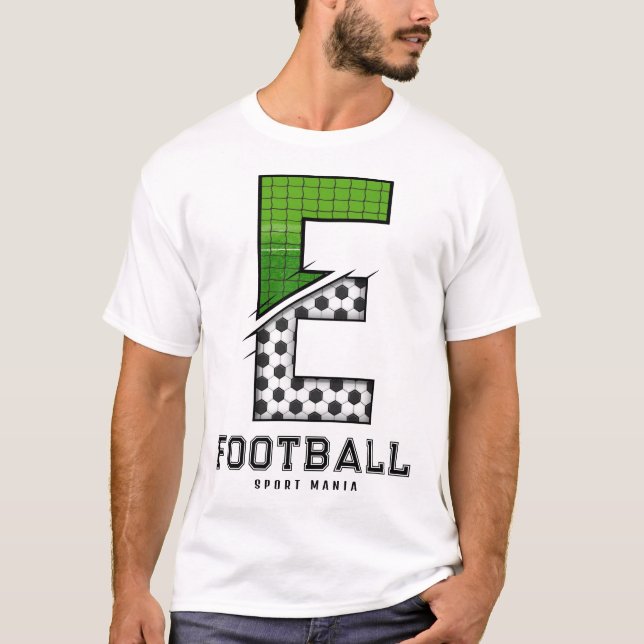 Fußball Textur Initial Sportliche Typografie  T-Shirt (Vorderseite)